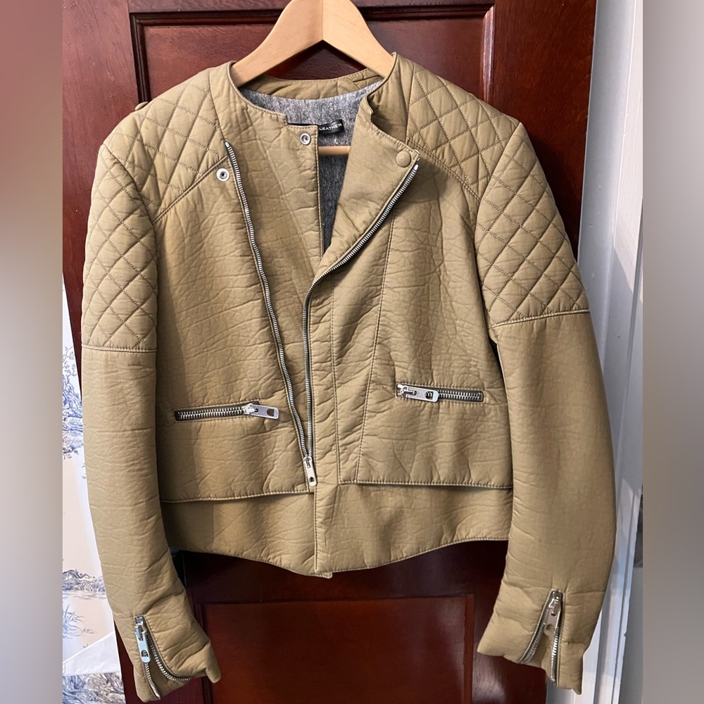 NWOT Balenciaga Cotton-Linen Quilted Tan Moto / Biker Jacket